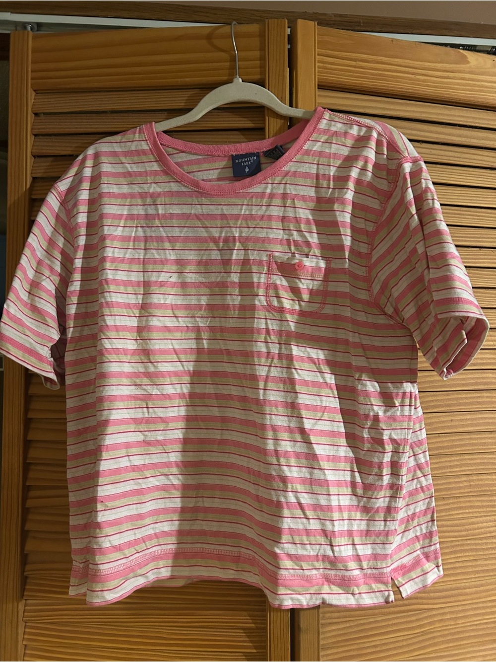 Mountain Lake Pink and White Striped Short Sleeve Tee